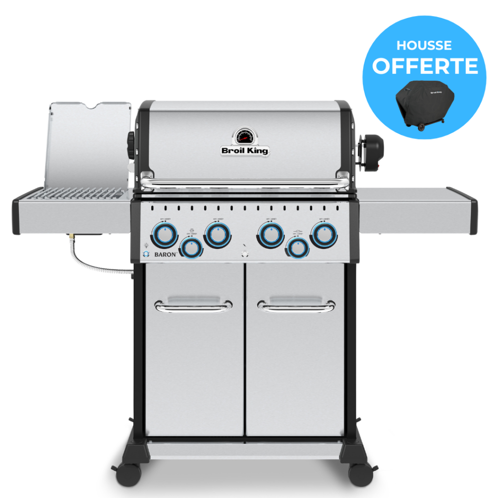 barbecue à gaz baron s 490 ir avec plancha incluse et kit de rôtisserie complet offre spéciale