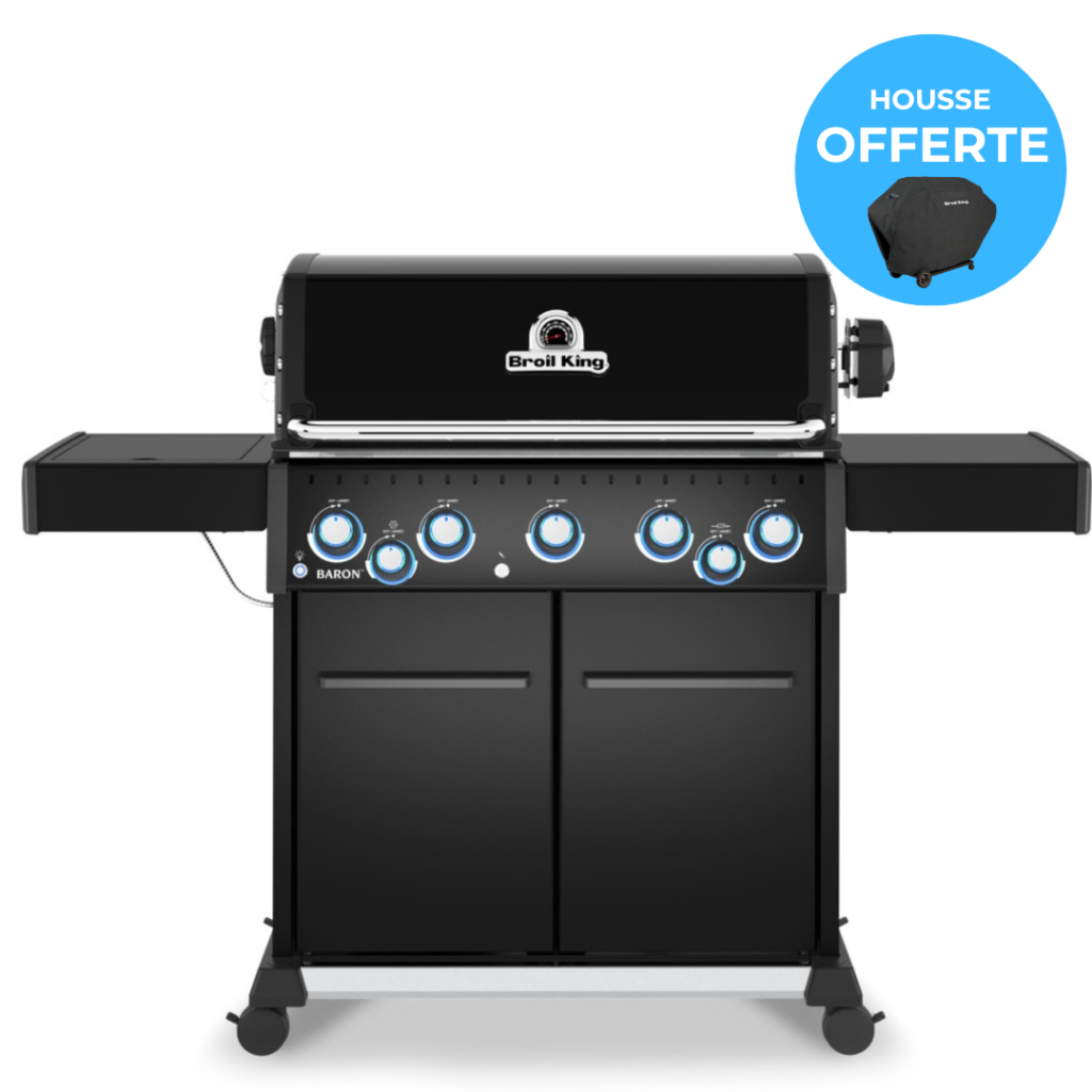 offre juin barbecue à gaz baron 590 shadow avec kit de rôtisserie complet